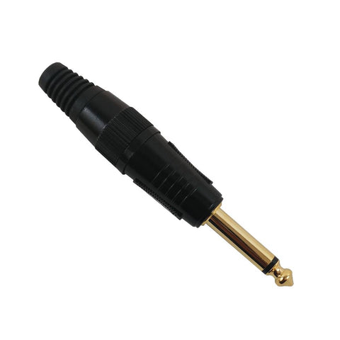TS Gold Plated (male) 1/4 inch - Mono Male Solder Connector Black