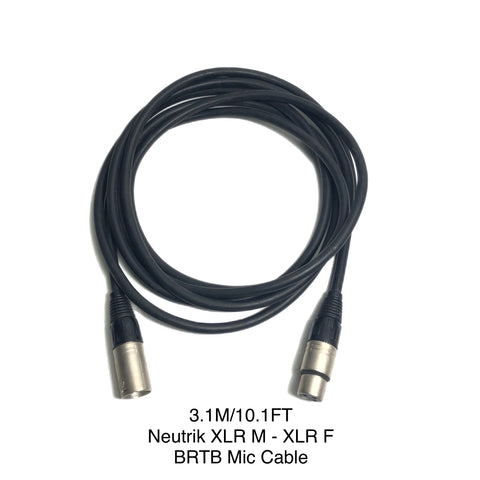BRTB Mic Cable Neutrik XLR M to XLR F - 10 FT